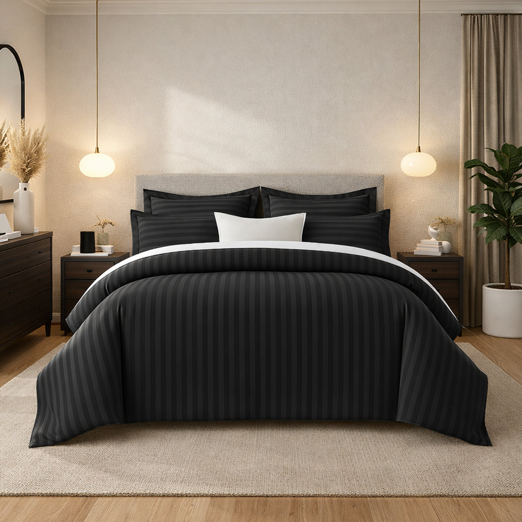 Black Stripes Duvet Cover Set 6Pcs