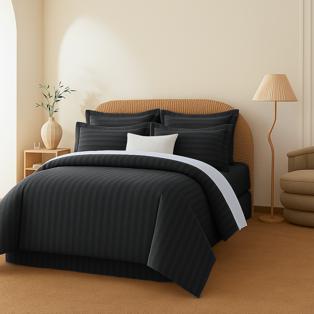 Black Stripes Duvet Cover Set 6Pcs