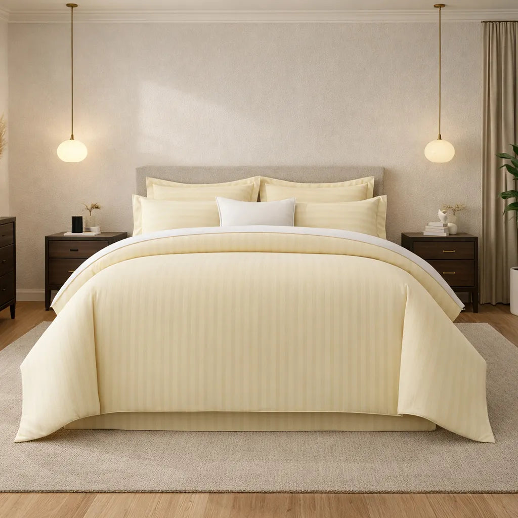 Cream Stripes Duvet Cover Set 6PCS