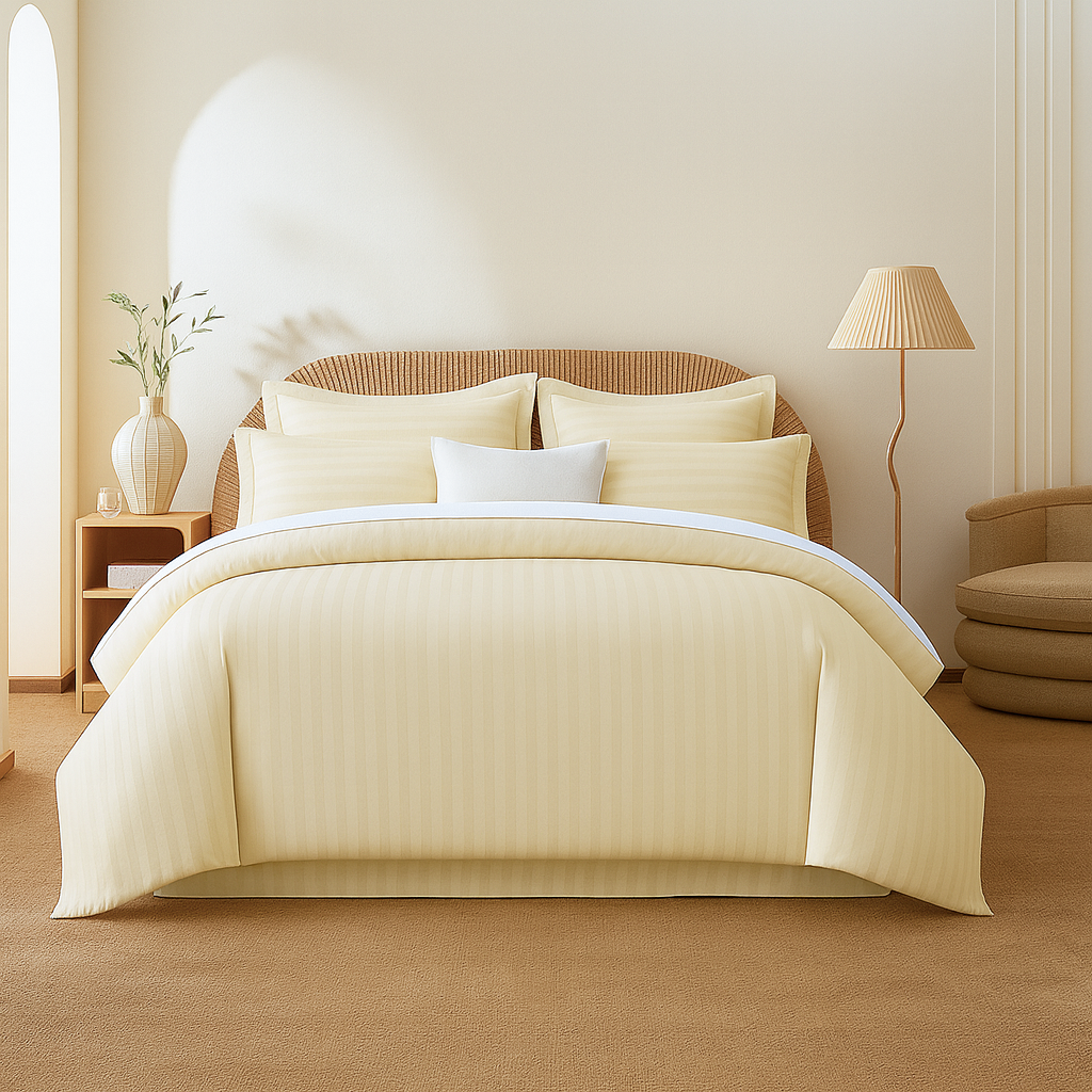 Cream Stripes Duvet Cover Set 6PCS