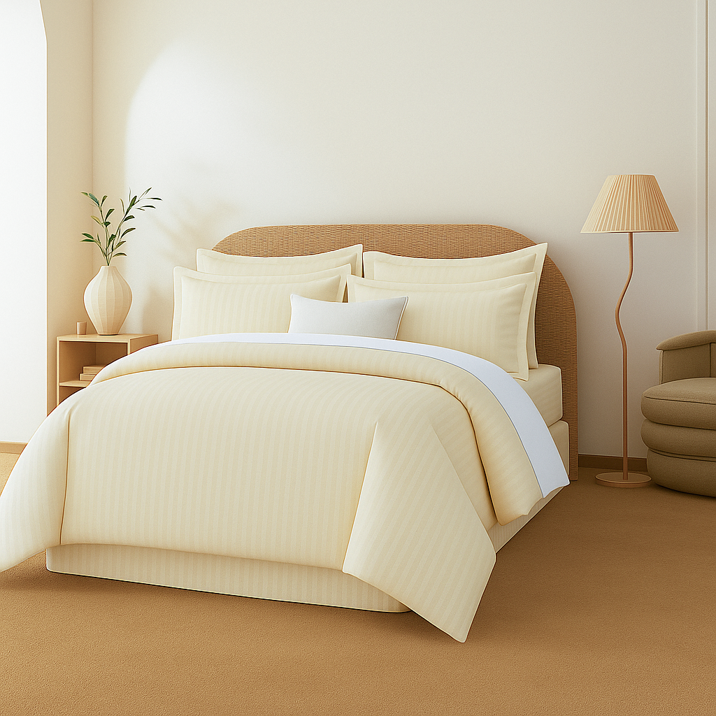 Cream Stripes Duvet Cover Set 6PCS