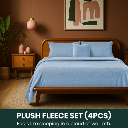 All-Season Cozy Fleece Set – Light Blue