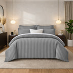 Grey Stripes Duvet Cover Set 6PCS