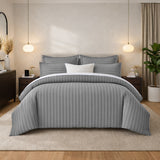 Grey Stripes Duvet Cover Set 6PCS