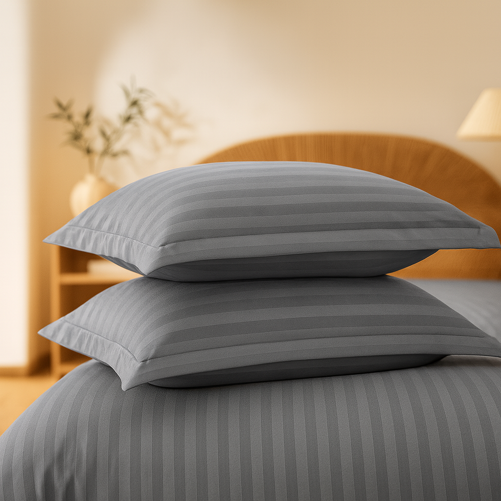 Grey Stripes Duvet Cover Set 6PCS