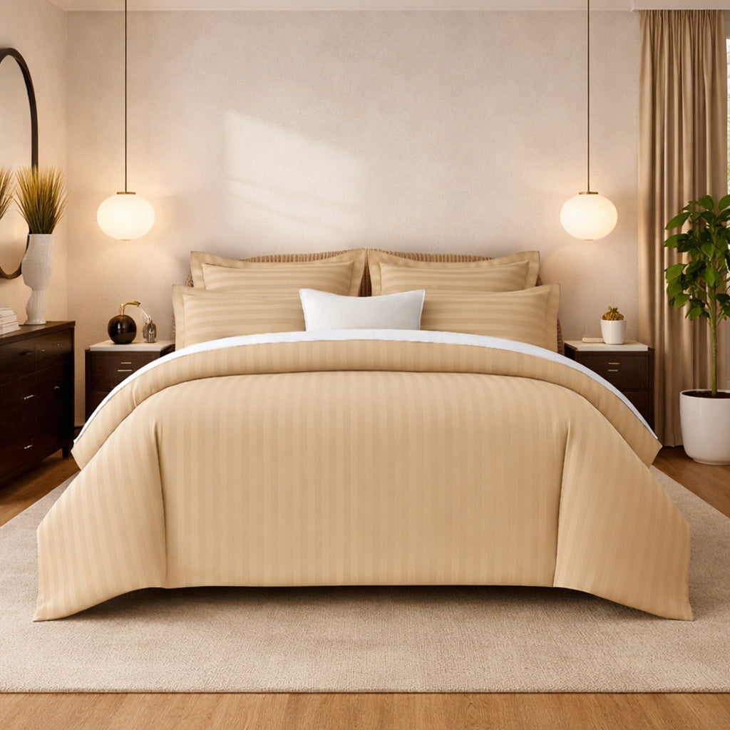 Taupe Stripes Duvet Cover Set 6PCS