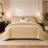Taupe Stripes Duvet Cover Set 6PCS