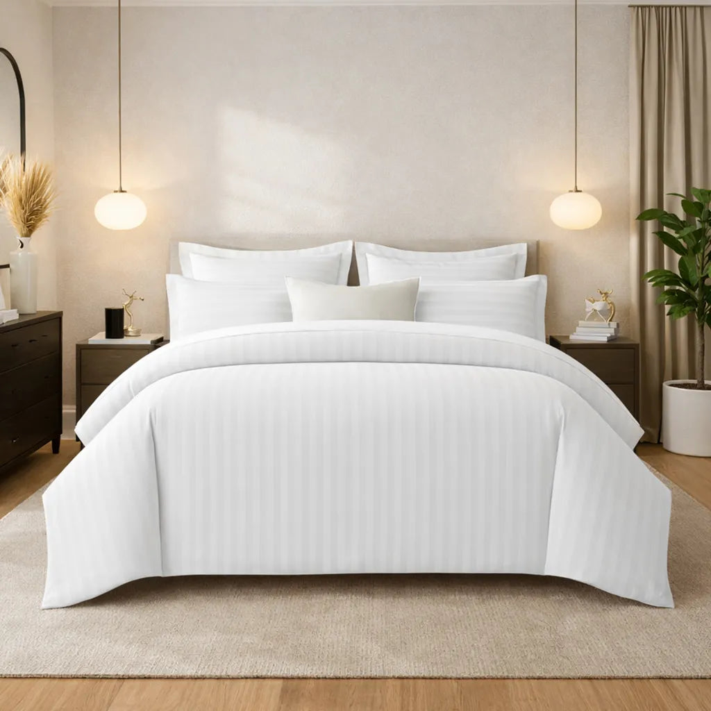 White Stripes Duvet Cover Set 6PCS