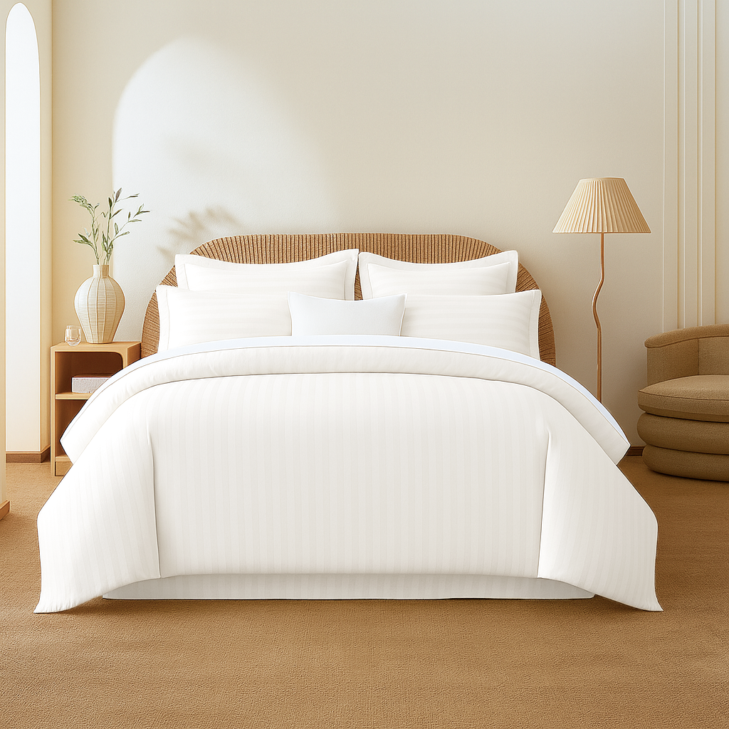 White Stripes Duvet Cover Set 6PCS